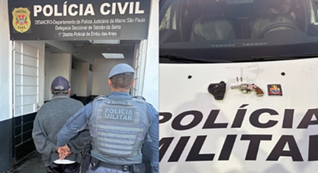 PM prende homem armado após violência doméstica em Embu das Artes PM prende homem armado após violência doméstica em Embu das Artes