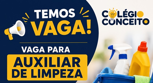 Colégio Conceito Kids contrata auxiliar de limpeza Colégio Conceito Kids contrata auxiliar de limpeza