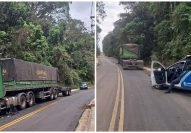 Caminhão com reboques roubado no interior é localizado na região Caminhão com reboques roubado no interior é localizado na região
